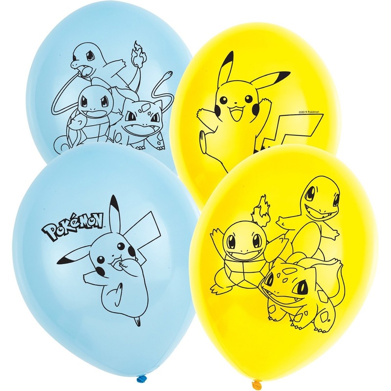 6x stuks Pokemon thema feest-verjaardag ballonnen 28 cm