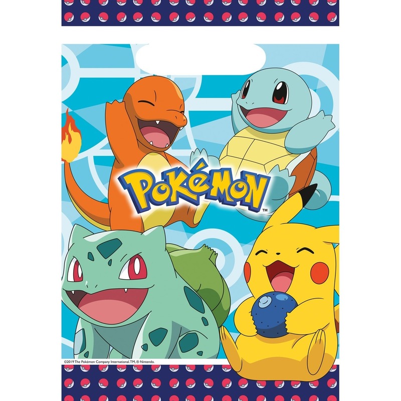 8x Pokemon feestartikelen feestzakjes 16 x 23 cm plastic