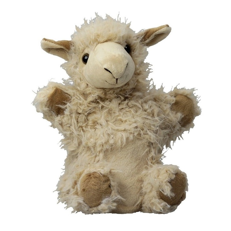 Knuffel handpop alpaca lichtbruin 22 cm knuffels kopen
