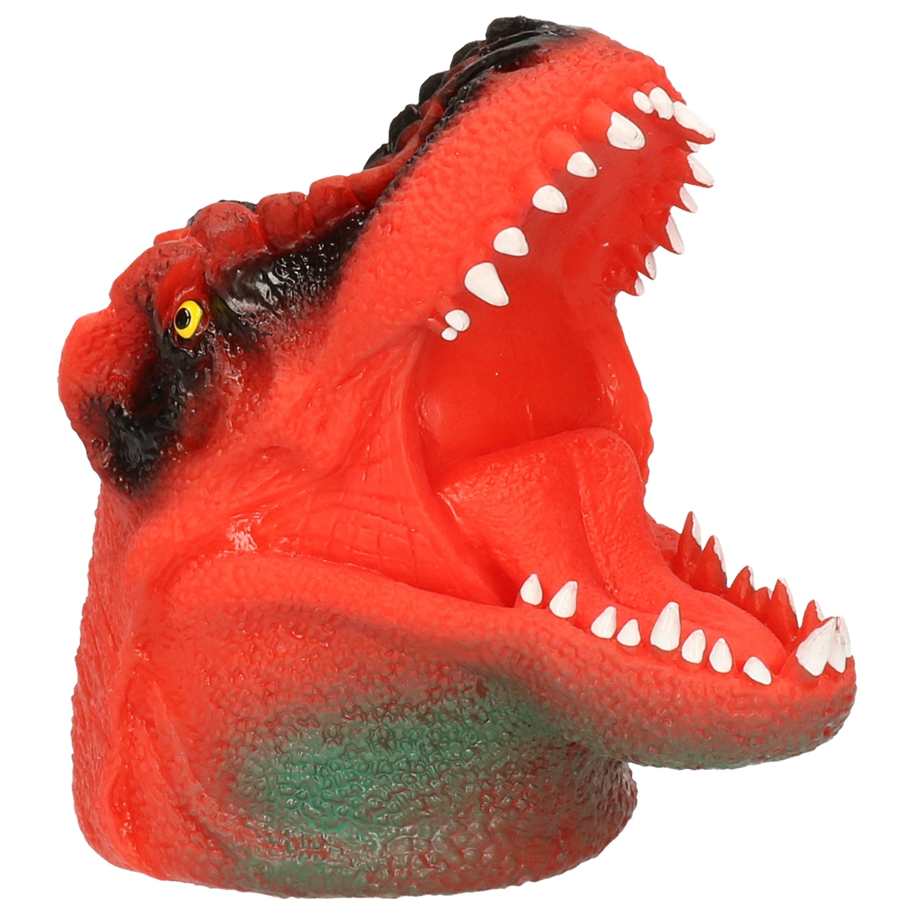 Oranje dinosaurus handpop 14 cm
