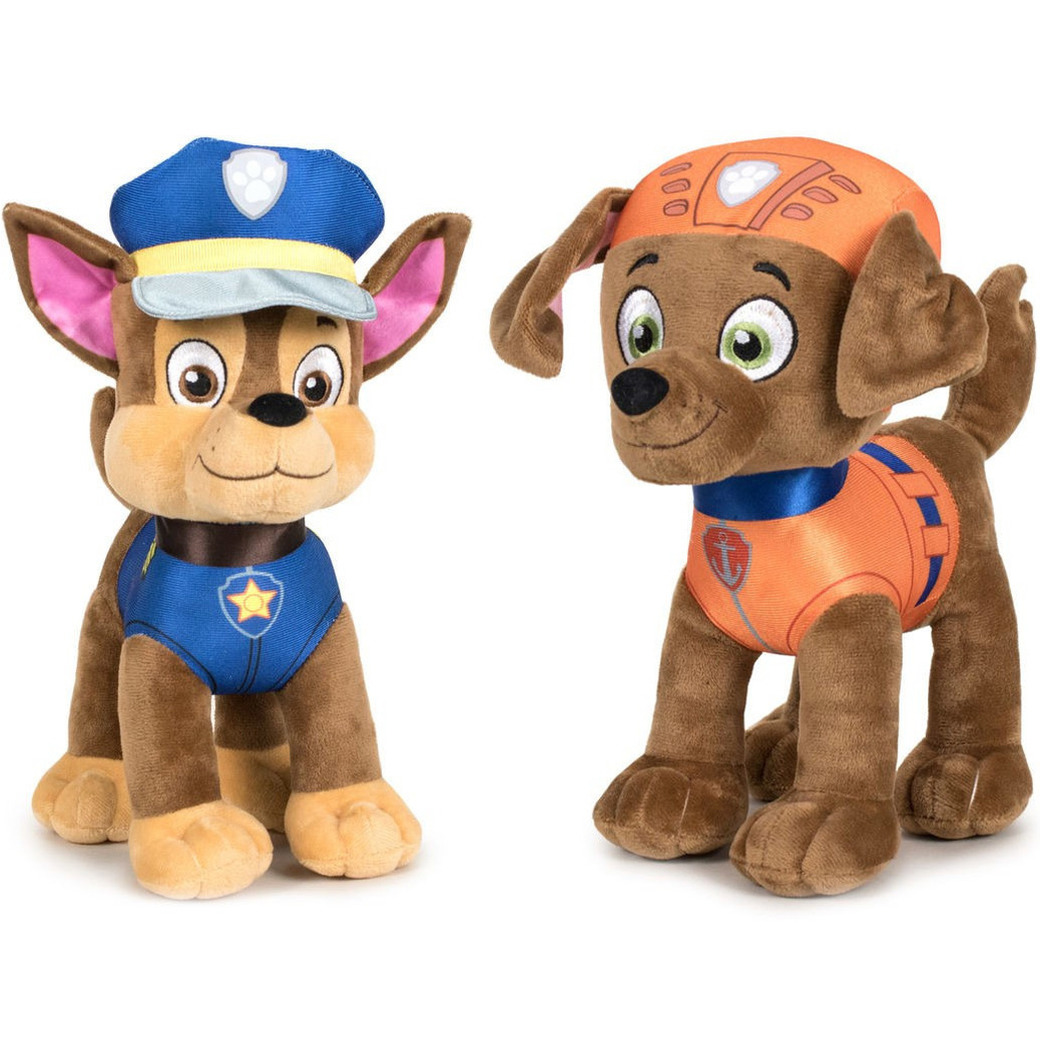 Paw Patrol knuffels set van 2x karakters Chase en Zuma 27 cm