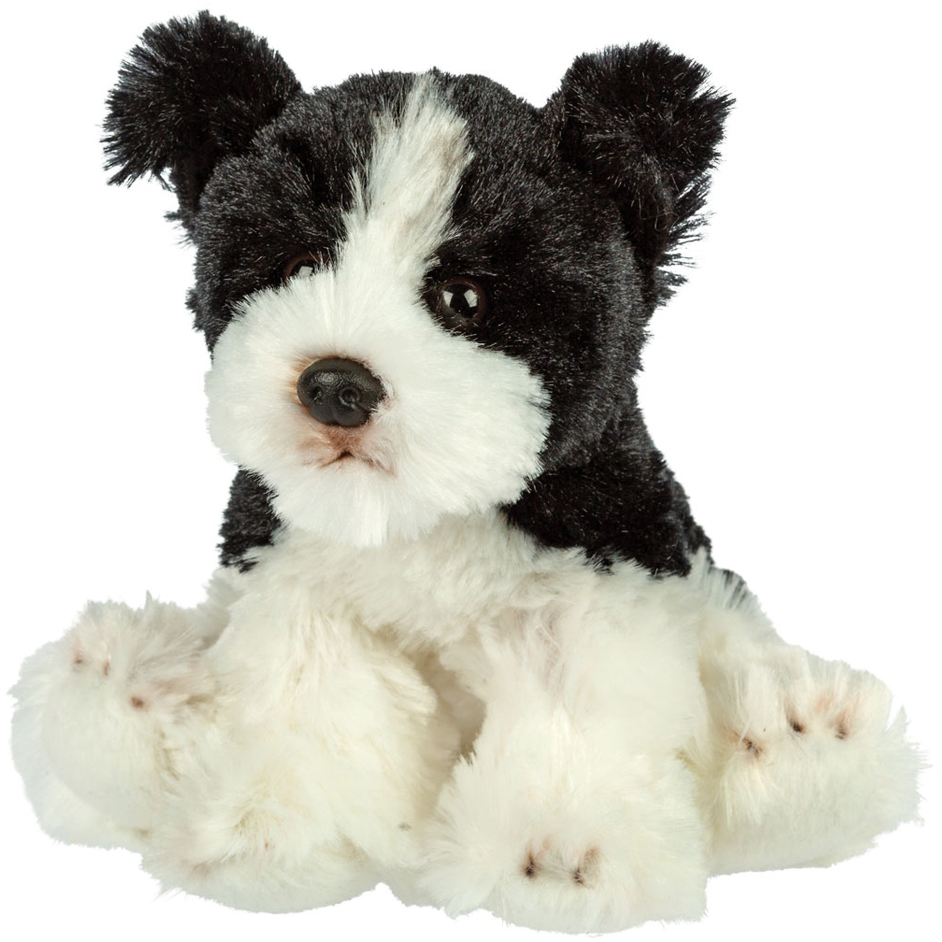 Pluche knuffeldier hond Border Collie zwart-wit 13 cm huisdieren thema