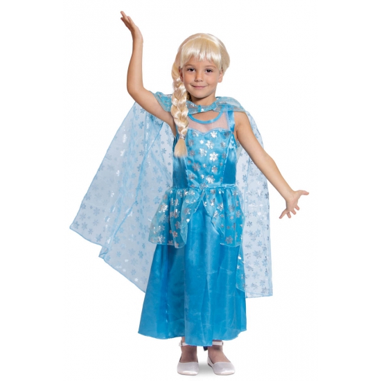 Prinsessen jurk met cape blauw voor meisjes