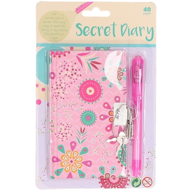 Roze dagboek met mandala bloemenprint voor kinderen