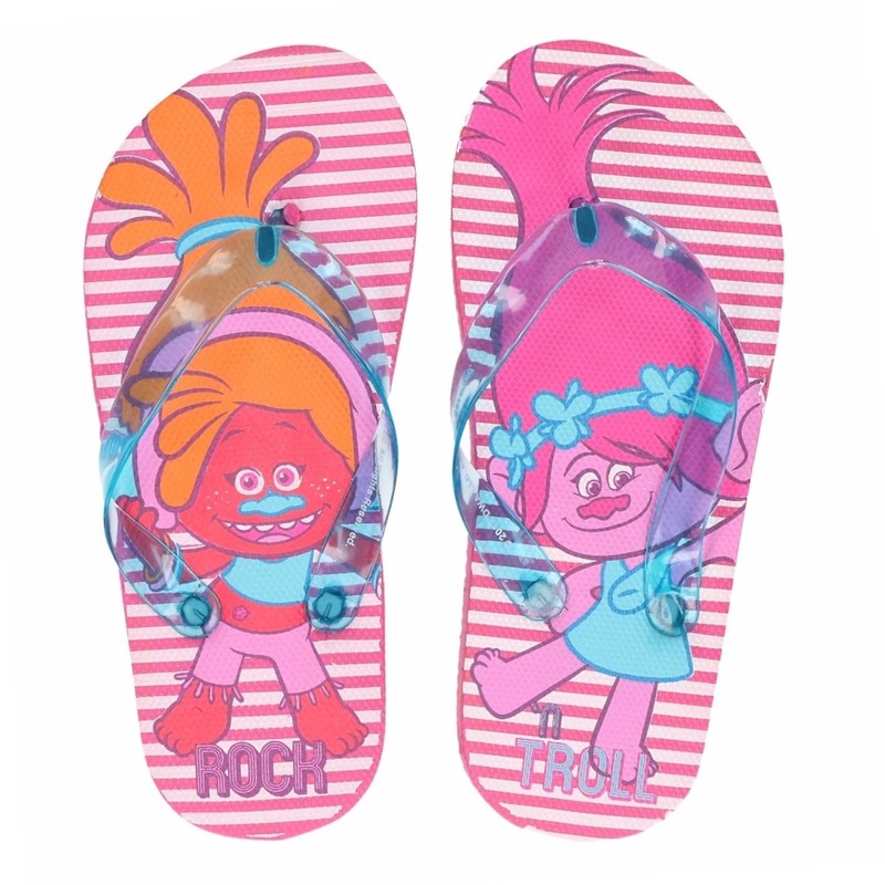 Trolls kinder slippers roze gestreept