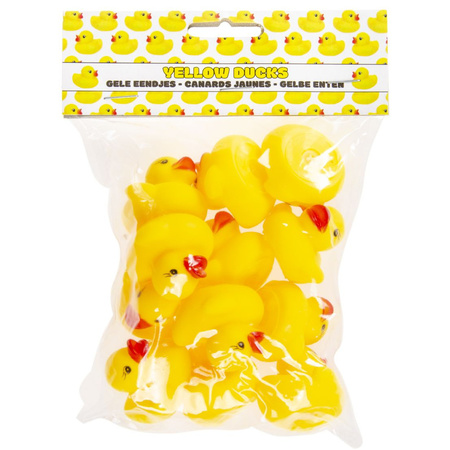 12x Badeendjes geel badspeelgoed 3 cm