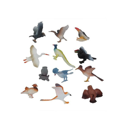 12x kunststof speelgoed dieren / vogels 5-10 cm