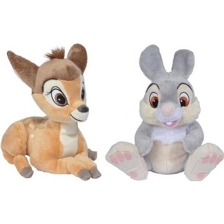 2x Knuffel Disney Bambi hertje en Stampertje konijntje 18 cm knuffels kopen