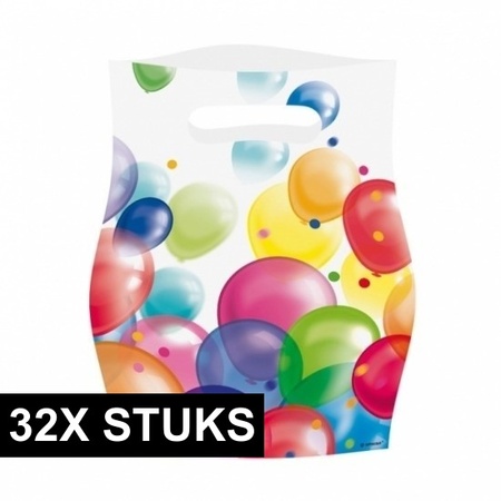 Partybags plastic balloon overprint 32x pcs 16x23cm