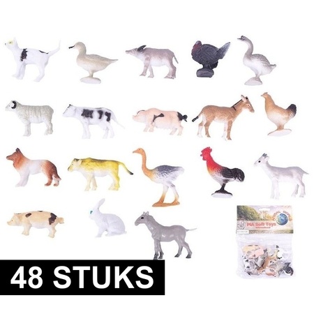 48x Farm animals toys 2-6 cm