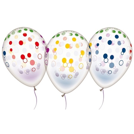5x Transparante ballonnen gekleurd stippen