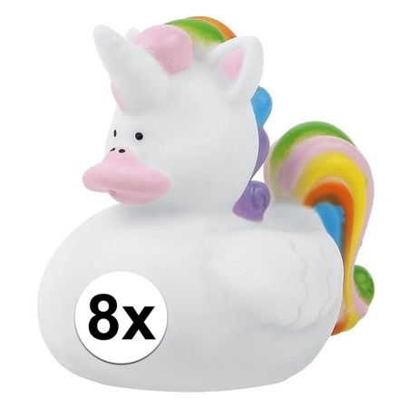 8x Rubber duck unicorn 7 cm