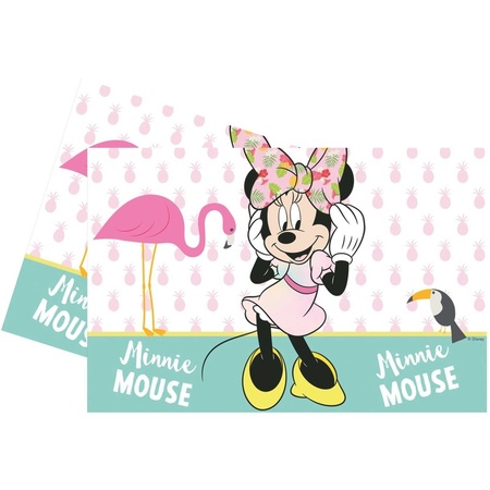 1x Disney Minnie Mouse feestartikelen tafelkleedjes 120 x 180 cm kunststof/plastic
