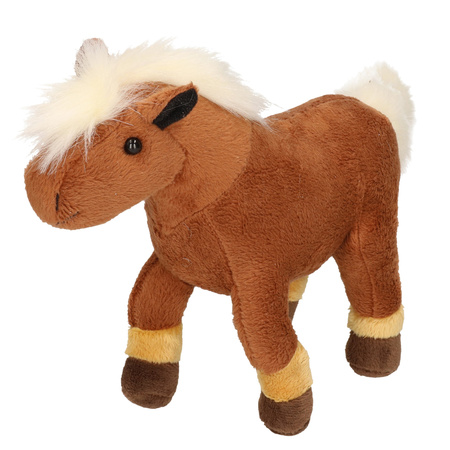 Plush brown horse cuddle toy 26 cm
