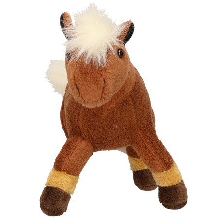 Plush brown horse cuddle toy 26 cm