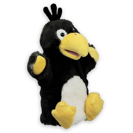 Plush raven/crow bird hand puppet cuddle toy