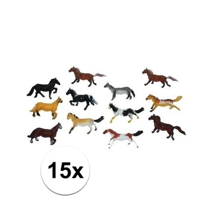 15x speel paardjes gemaakt van plastic 6 cm